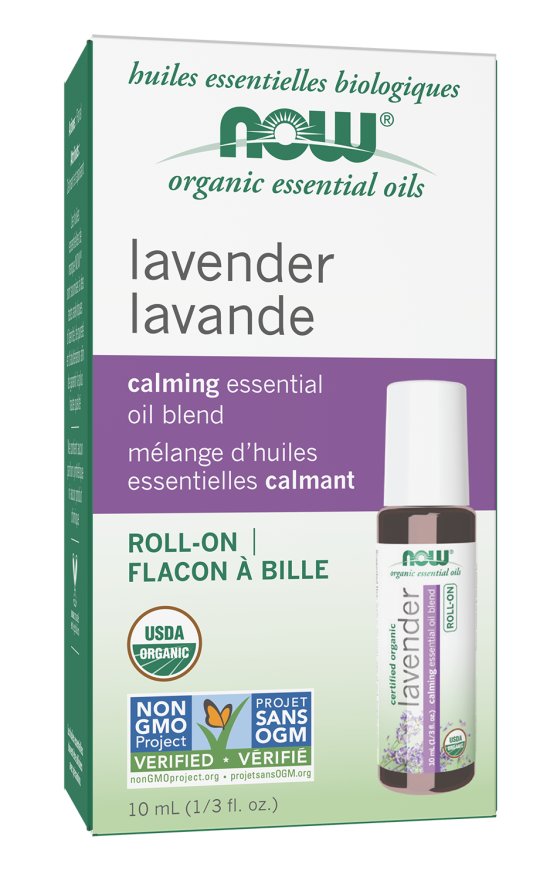 Lavender Essential Oil Blend, Organic Roll-On - 10 mL Box Front