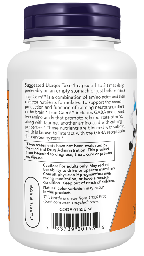 True Calm™ - 90 Veg Capsules Bottle Left