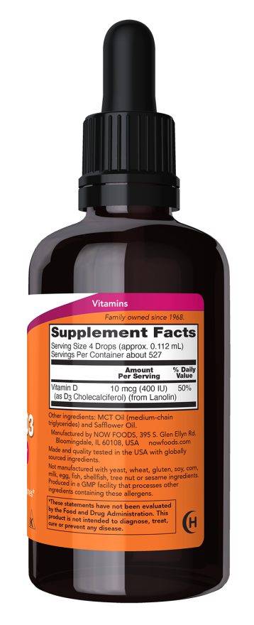 Vitamin D-3 Liquid - 2 fl. oz. Bottle Right