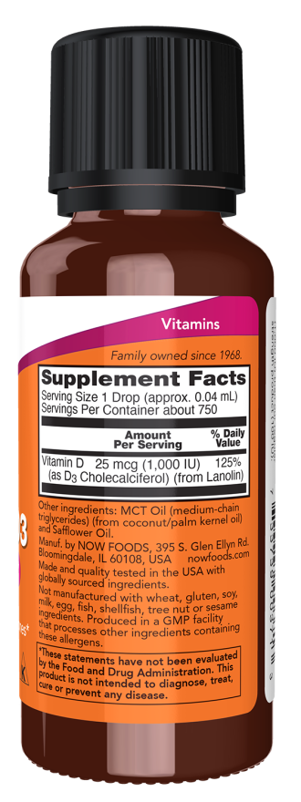 Vitamin D-3 Liquid, Extra Strength - 1 fl. oz. Bottle Right