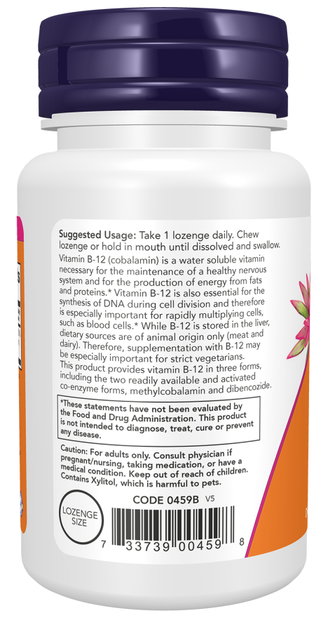 Vitamin B-12 2,000 mcg - 100 Lozenges bottle left