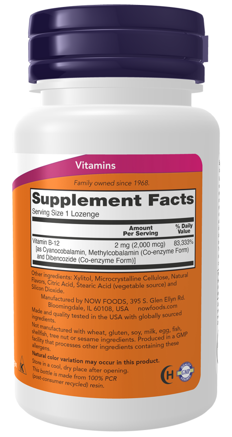 Vitamin B-12 2,000 mcg - 100 Lozenges bottle right