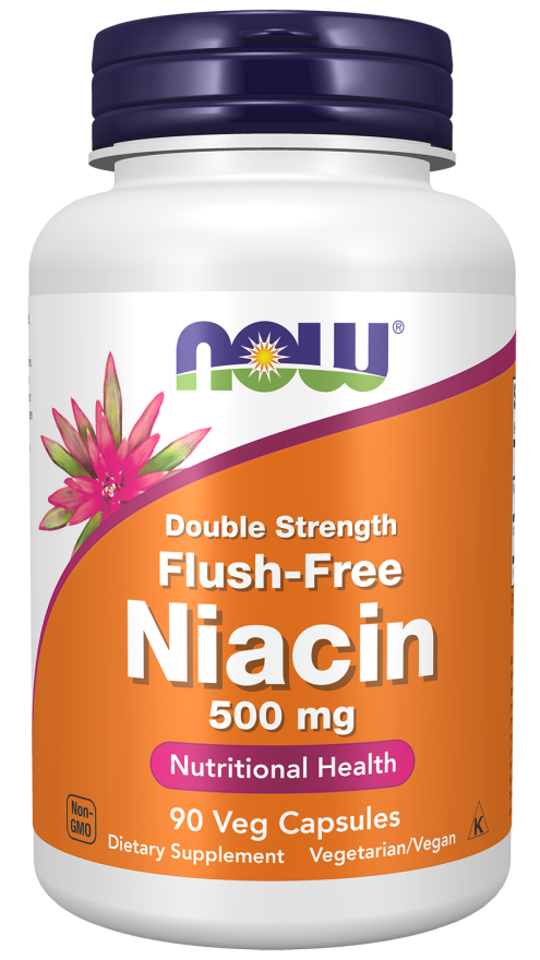 Niacin 500 mg, Double Strength Flush-Free - 90 Veg Capsules bottle front
