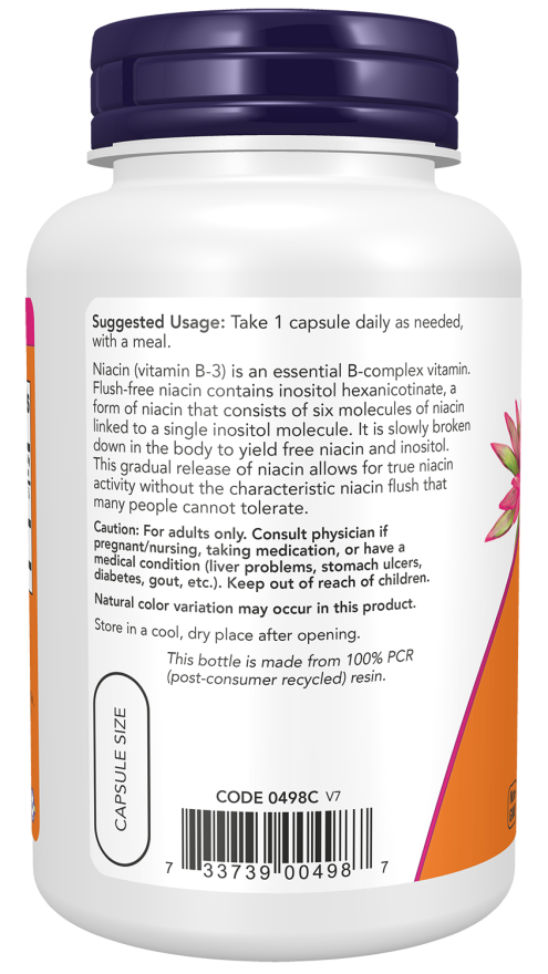 Niacin 500 mg, Double Strength Flush-Free - 90 Veg Capsules bottle left