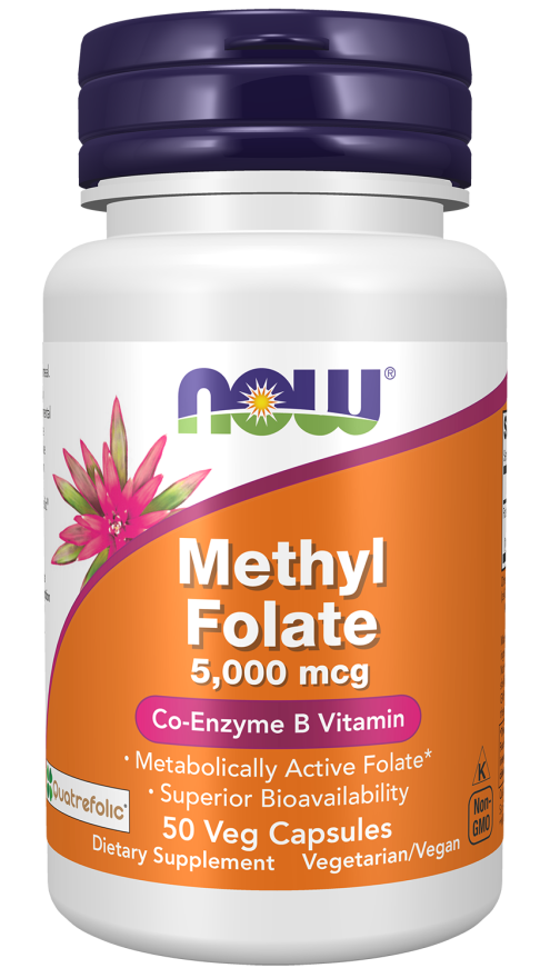 Methyl Folate 5000 mcg - 50 Veg Capsules bottle front