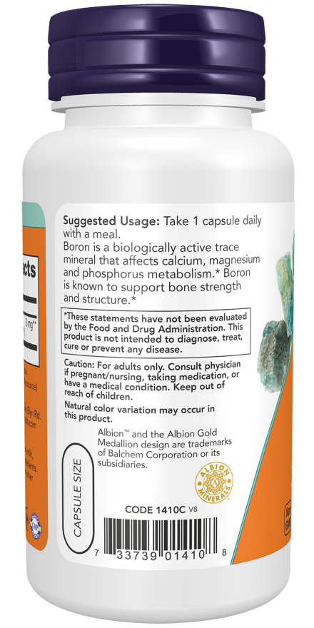 Boron 3 mg - 100 Veg Capsules Bottle Left