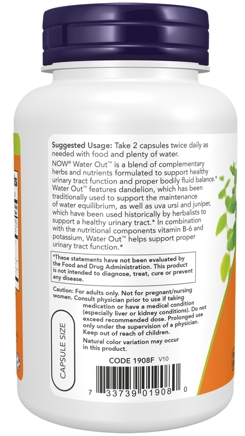 Water Out™ - 100 Veg Capsules Bottle Left