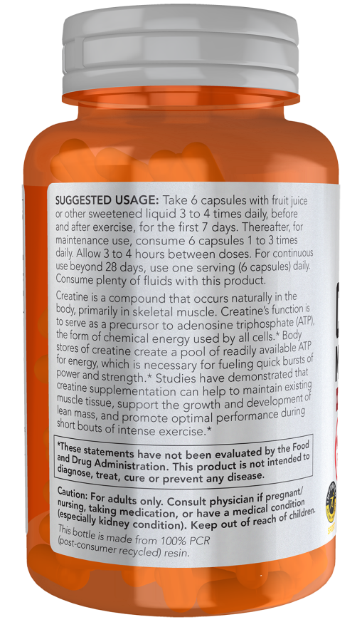 Creatine Monohydrate 750 mg - 120 Veg Caps Bottle Left