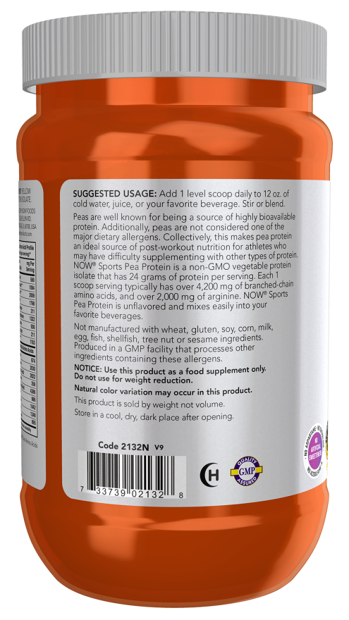 Pea Protein, Pure Unflavored Powder - 12 oz. Bottle left