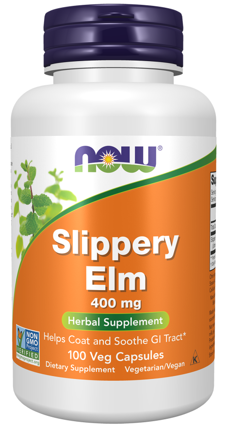 Slippery Elm 400 mg - 100 Veg Capsules Bottle Front