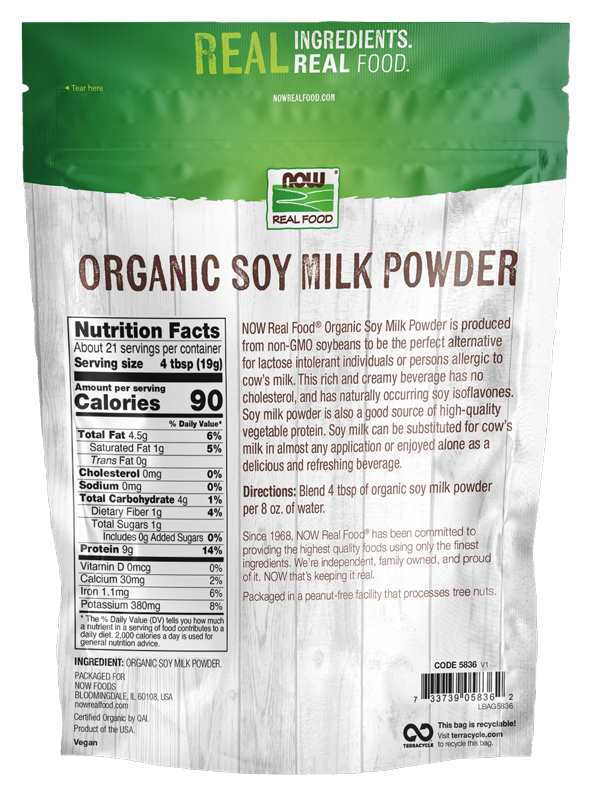  Soy Milk Powder, Organic Bag Back