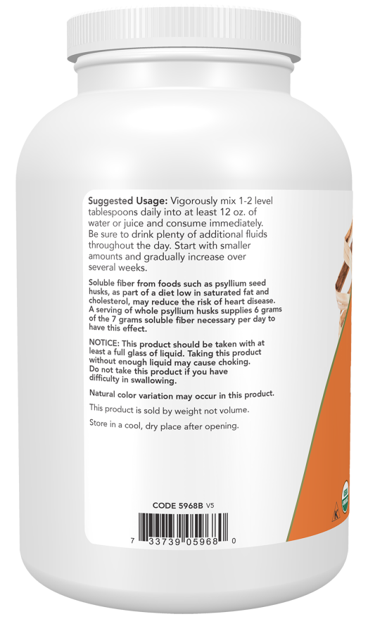 Whole Psyllium Husks, Organic - 12 oz. Bottle Left