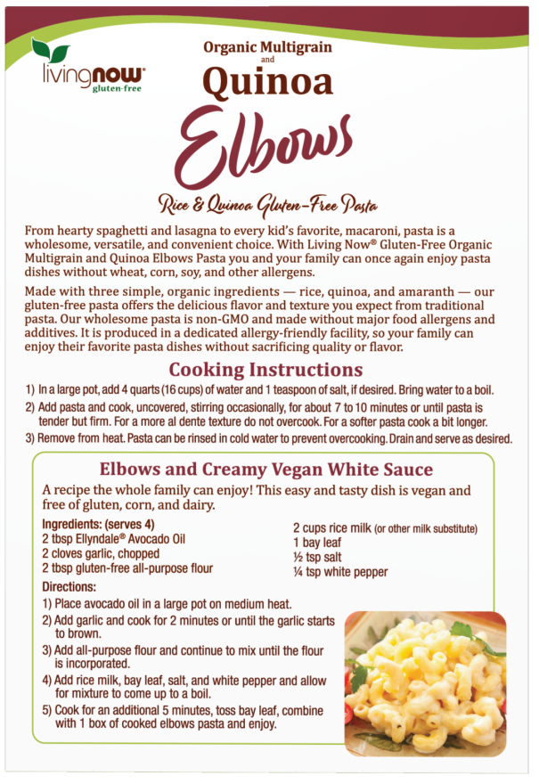 Quinoa Macaroni, Organic - 8 oz. Box Back