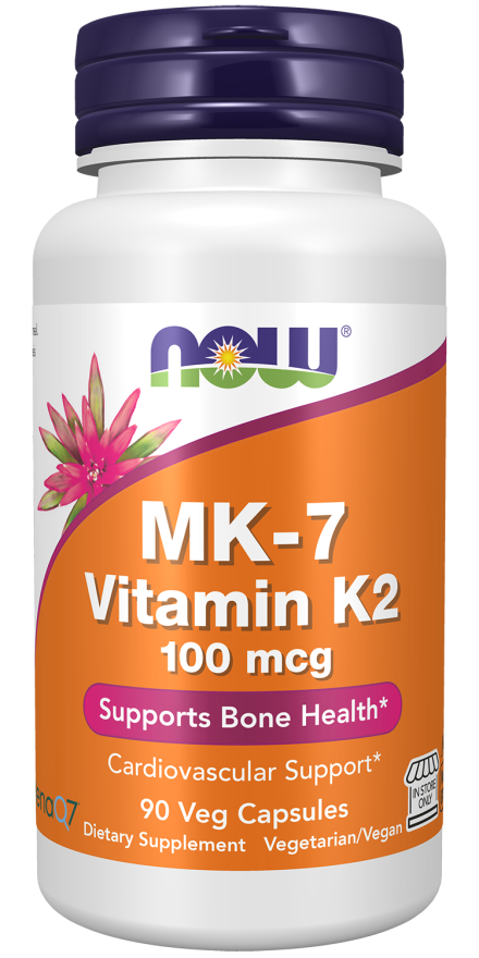 MK-7 Vitamin K-2 100 mcg - 90 Veg Capsules Bottle Front