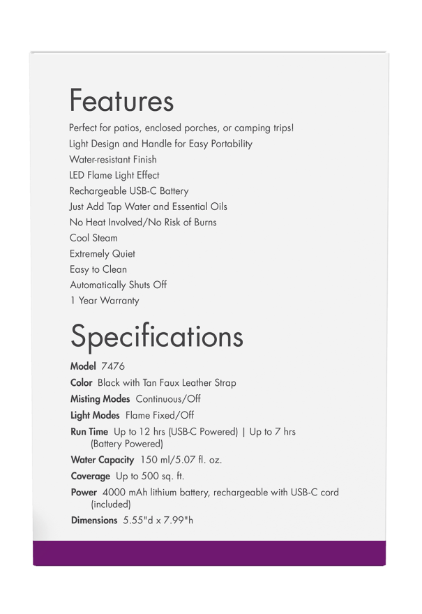 FireMist™ Lantern Rechargeable Diffuser Box Right side