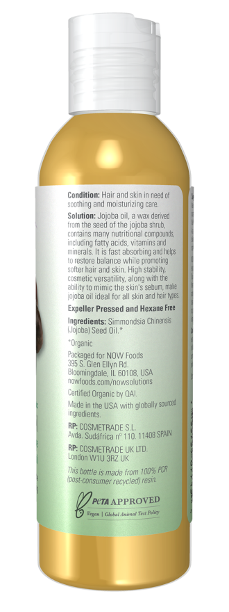 Jojoba Oil, Organic - 4 fl. oz. Bottle Right
