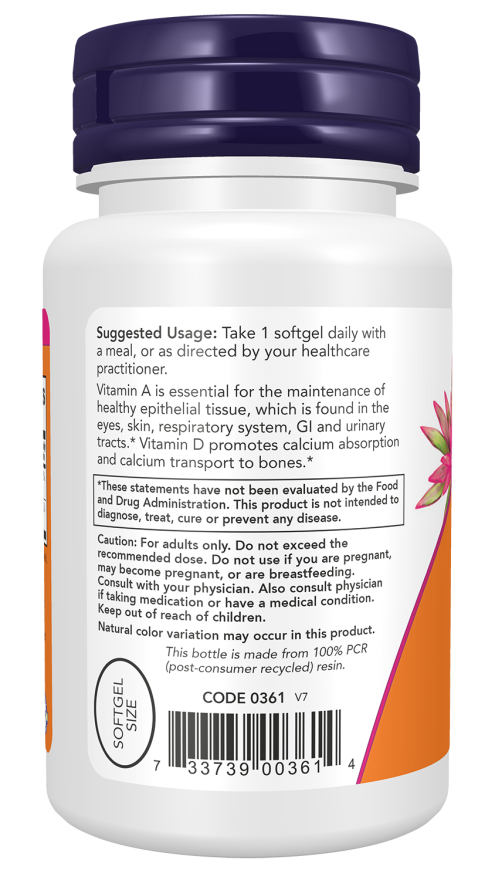 Ultra A & D-3 25,000/1,000 - 100 Softgels Bottle Left