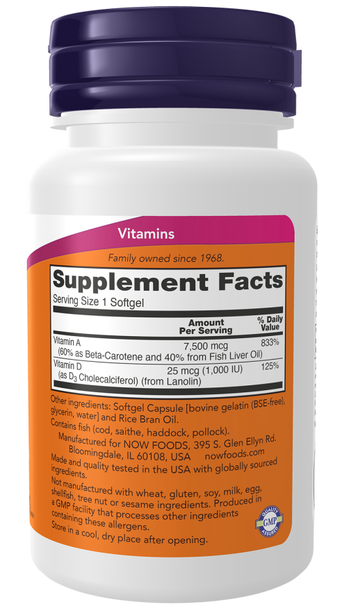 Ultra A & D-3 25,000/1,000 - 100 Softgels Bottle Right