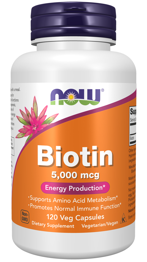 Biotin 5,000 mcg - 120 Veg Capsules Bottle Front
