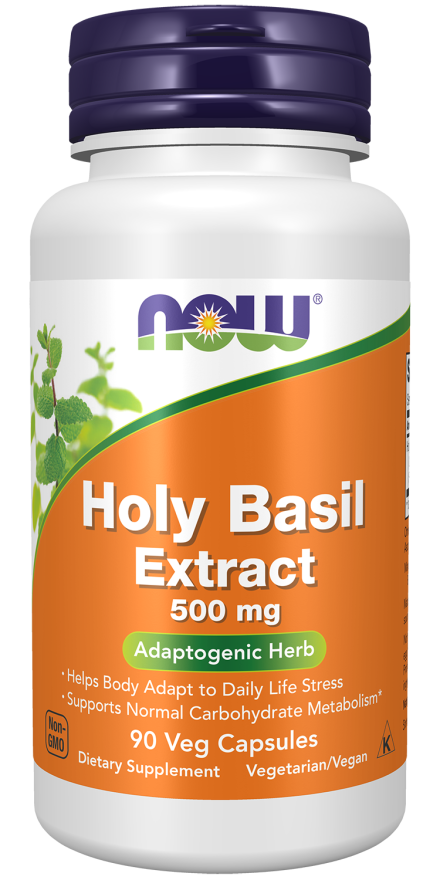 Holy Basil Extract 500 mg - 90 Veg Capsules Bottle Front