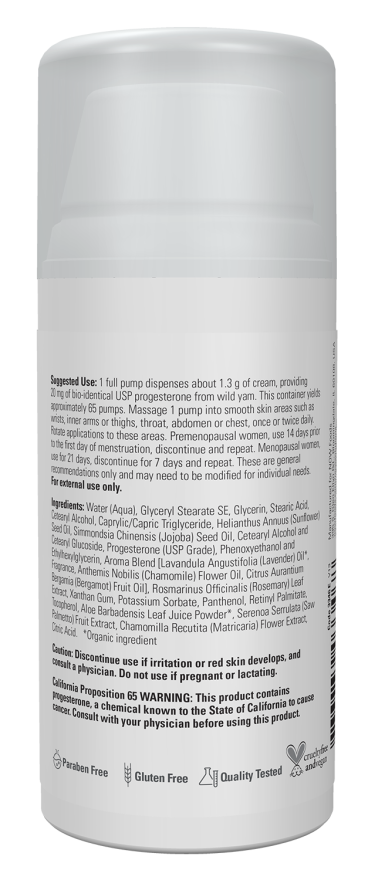 Progesterone from Wild Yam with Lavender Balancing Skin Cream – 3 oz. Bottle Right