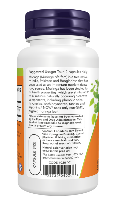 Moringa Leaf - 90 Veg Capsules Bottle Left