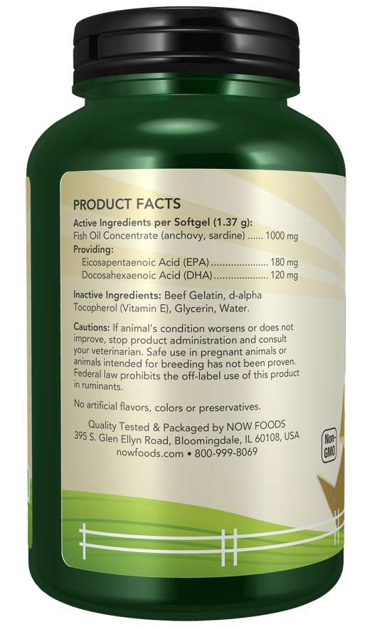 Omega-3 Support - 180 Softgels for Pets Bottle Left