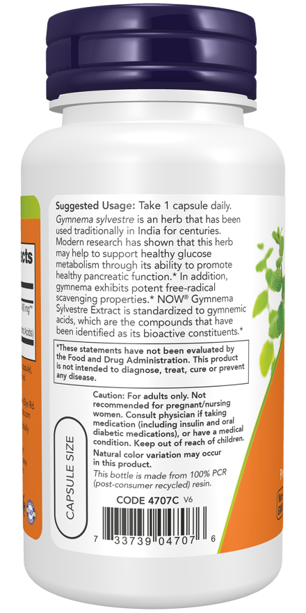 Gymnema Sylvestre 400 mg - 90 Veg Capsules Bottle left