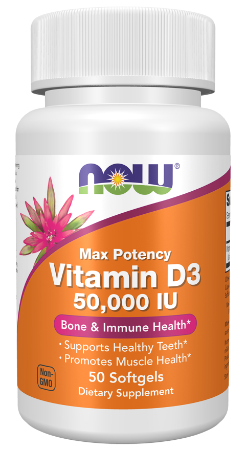 Vitamin D-3 50,000 IU - 50 Softgels Bottle Front