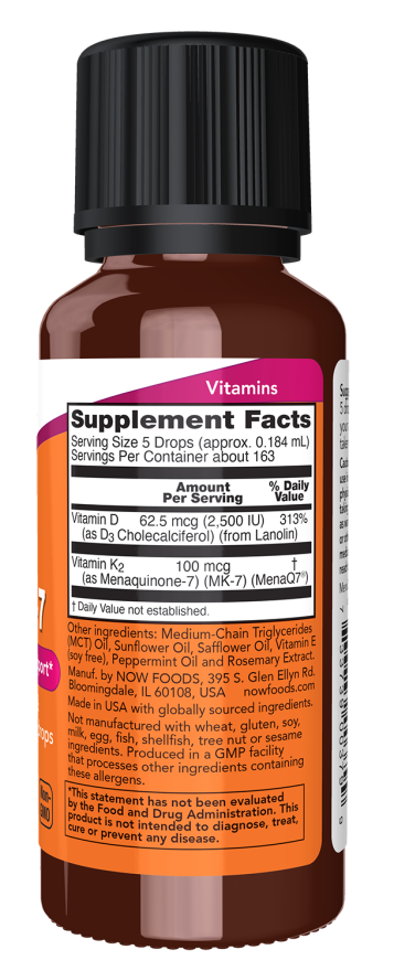 Liquid D-3 & MK-7 - 1 fl. oz. Bottle Right