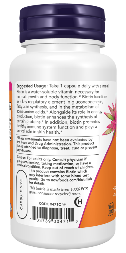 Biotin 5,000 mcg - 60 Veg Capsules bottle left