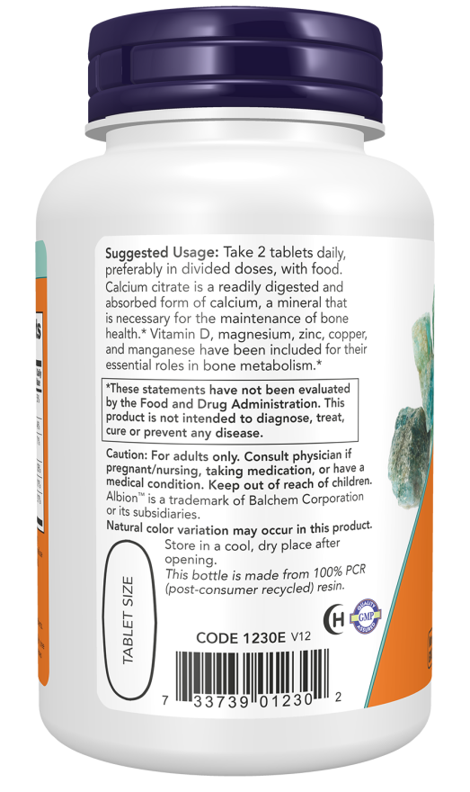 Calcium Citrate - 100 Tablets Bottle Left