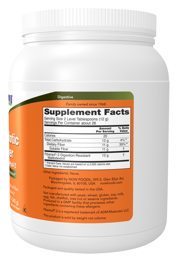 Prebiotic Fiber with Fibersol®-2 Powder - 12 oz. Bottle Bottle Right