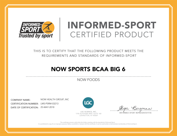 Informed-Sport Certified Product NOW Sports BCAA Big 6
