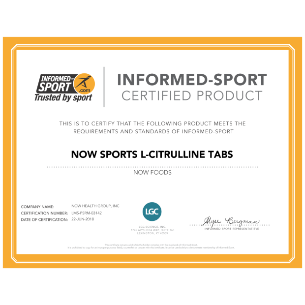 Informed-Sport Certified Product NOW Sports L-Citrulline Tabs