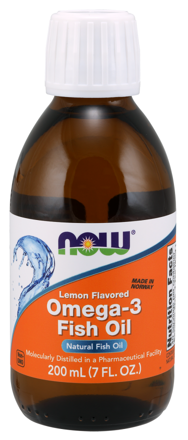 NOW Lemon-Flavored Omega-3 Natural Fish Oil (200 mL)