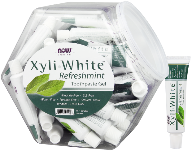 Plastic hexagon fishbowl container of Xyliwhite™ Refreshmint - 40/1 oz. toothpaste tubes