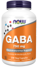 GABA 750 mg - 200 Veg Capsules Bottle Front