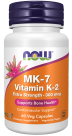MK-7 Vitamin K-2, Extra Strength 300 mcg - 60 Veg Capsules Bottle Front