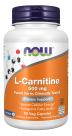 L-Carnitine 500 mg - 90 Veg Capsules Bottle Front