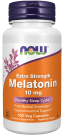 Melatonin, Extra Strength 10 mg - 100 Veg Capsules Bottle Front