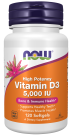 Vitamin D-3 5000 IU - 120 Softgels Bottle Front