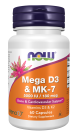 Mega D-3 & MK-7 - 60 Veg Capsules Bottle Front
