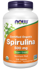 Spirulina 500 mg, Organic - 500 Tablets Bottle Front