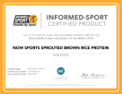 Informed-Sport Certified Product Certificate NOW Sports Sprouted Brown Rice Protein Powder
