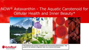 First slide in the Astaxanthin webinar featuring NOW Astaxanthin and extra strength Astaxanthin