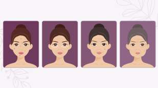illustration of light skinned female presenting persons face at 4 different stages of life