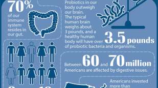 An infographic describing eight facts someone should know about probiotics