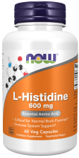 L-Histidine 600 mg - 60 Veg Capsules Bottle Front