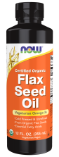 Flax Seed Oil Liquid, Organic - 12 fl. oz. Bottle Front